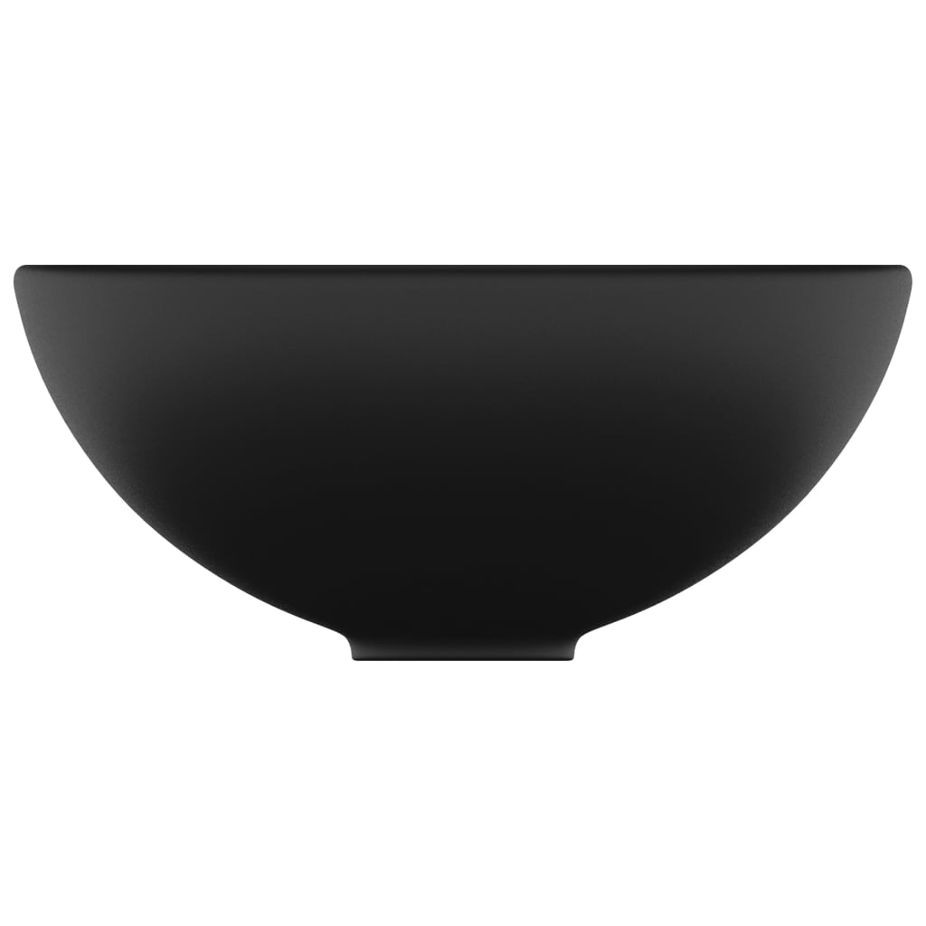 Lavatório wc luxuoso redondo 32,5x14cm cerâmica preto mate