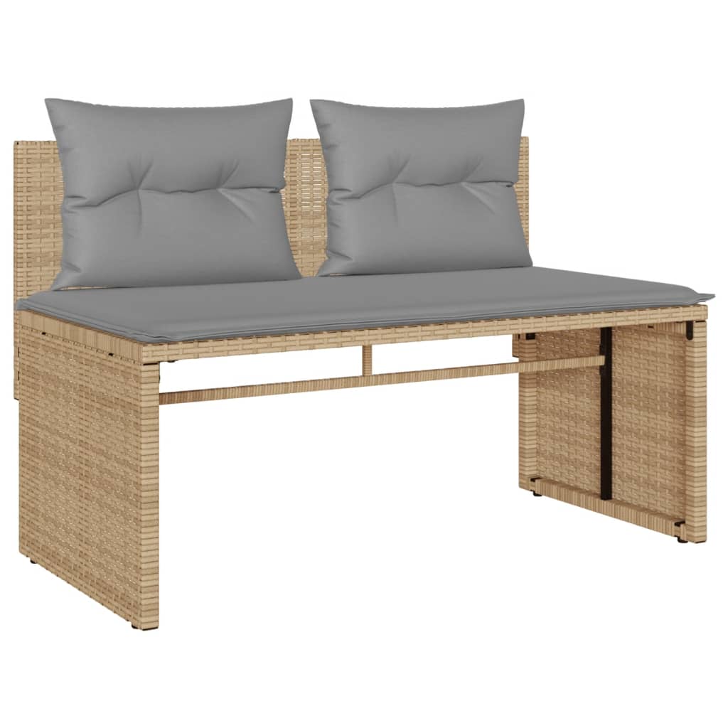 4 Pcs conjunto de sofás para jardim c/ almofadões vime PE bege