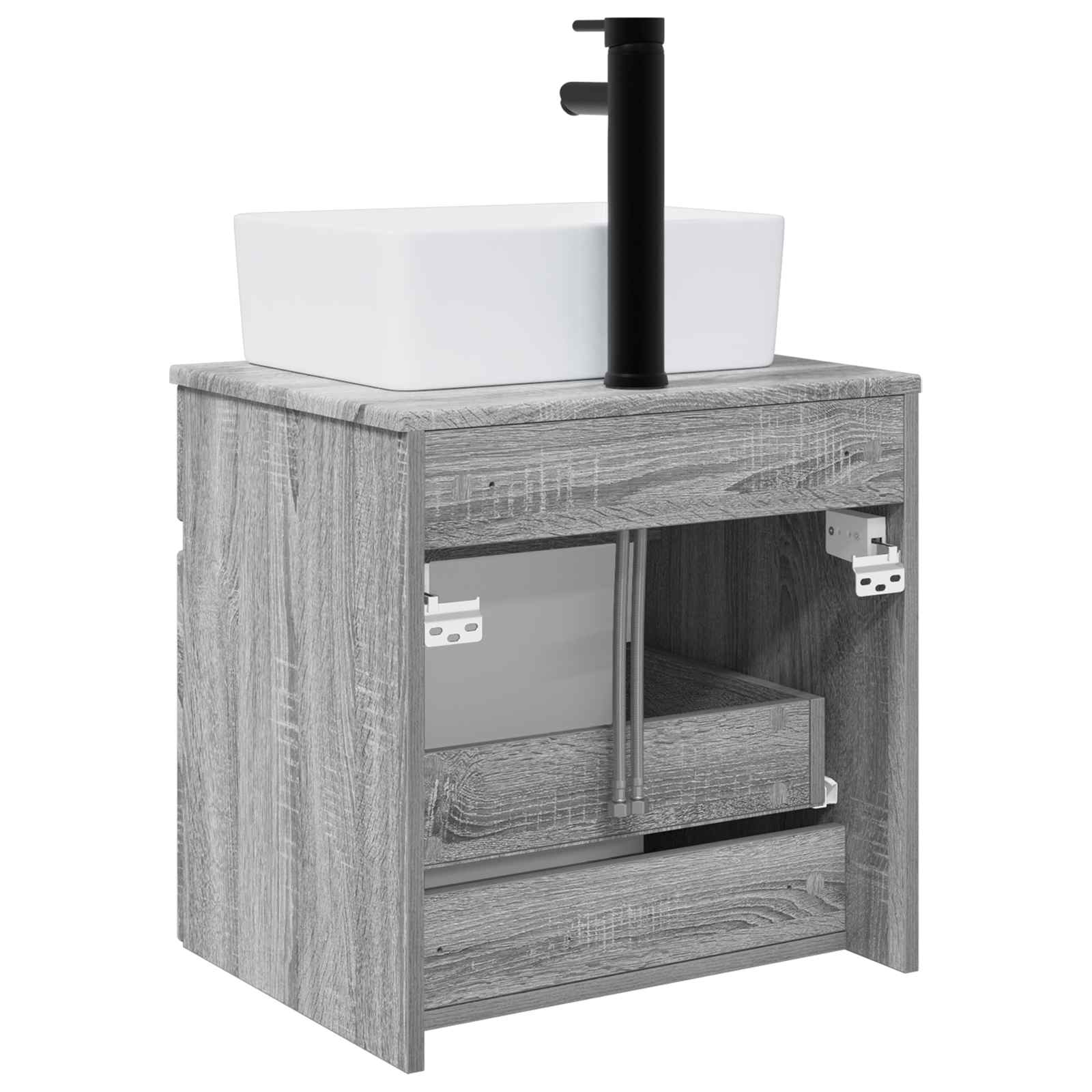 Vanidade de pia de parede sonoma cinzento 49 x 41 x 63 cm