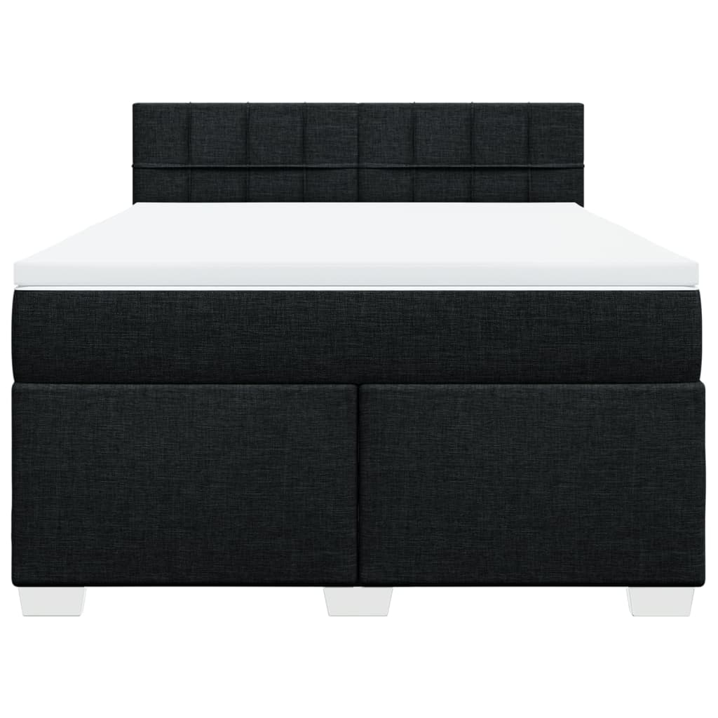 Cama com molas/colchão 160x200 cm tecido preto