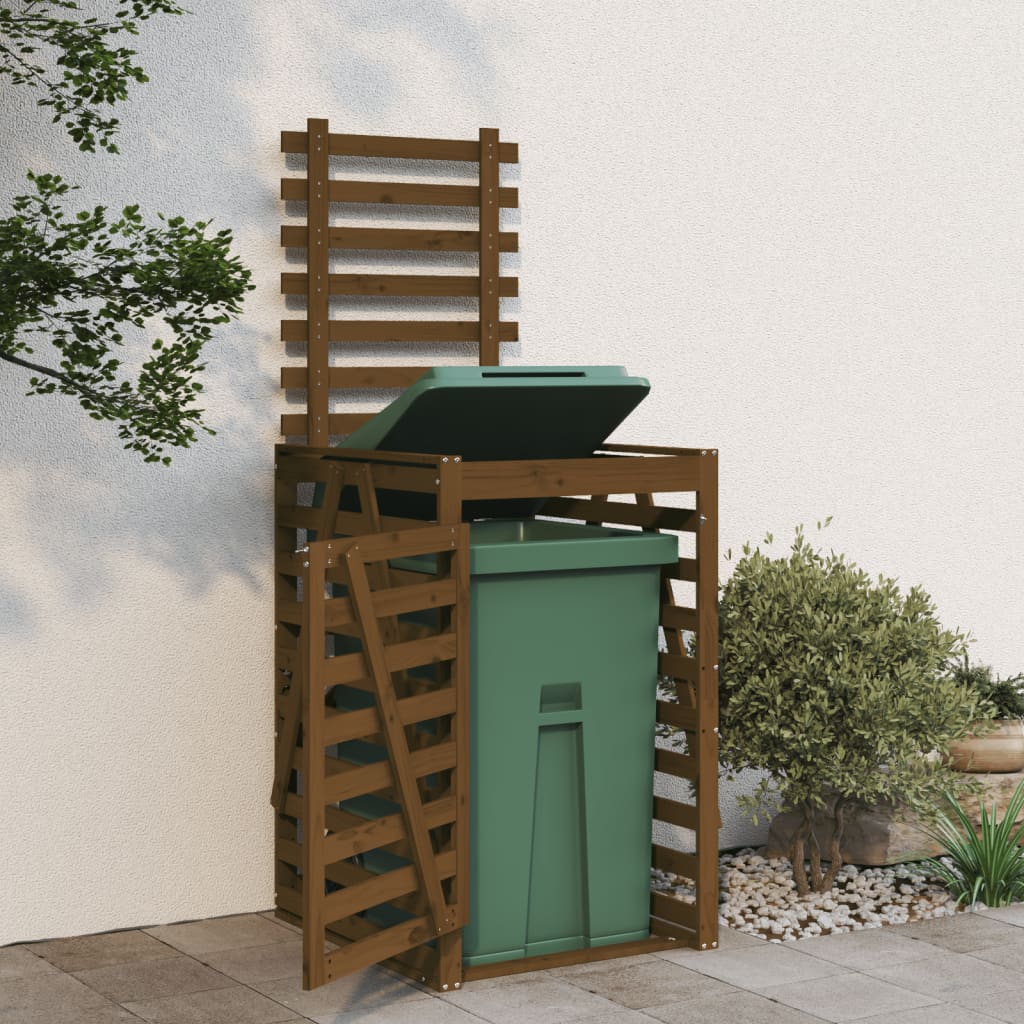 Abrigo p/ caixote lixo 84x90x128,5 cm pinho maciço castanho-mel