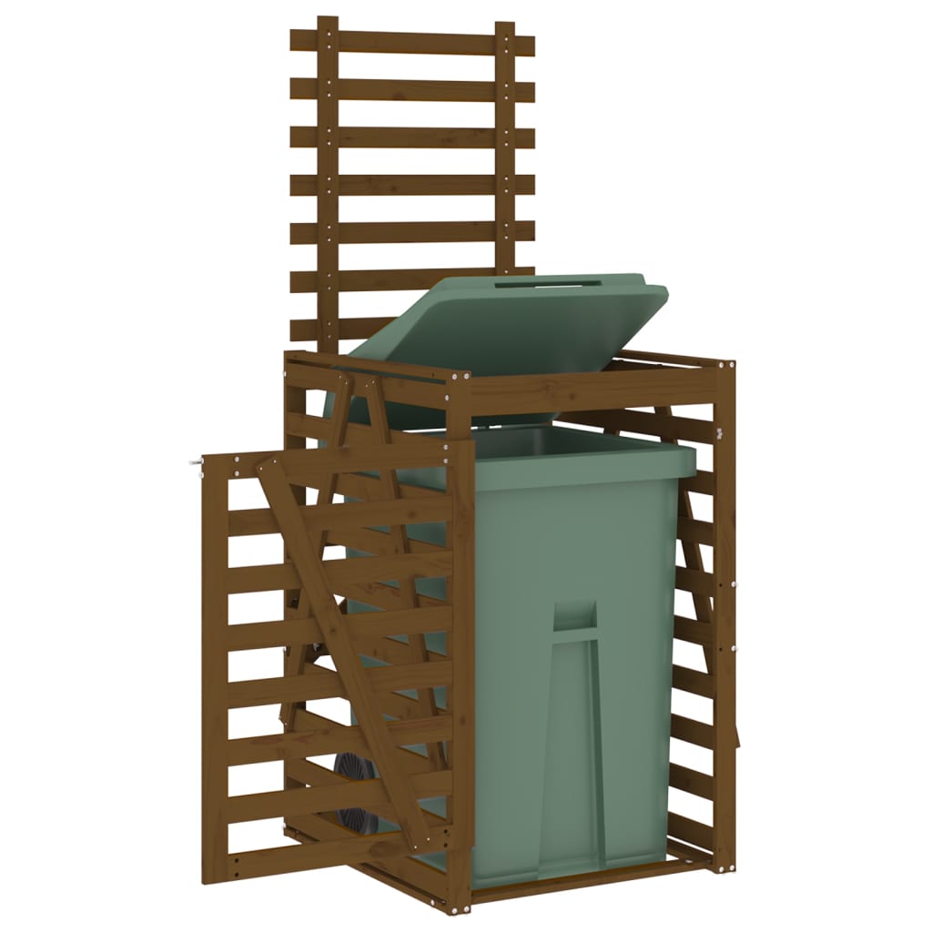 Abrigo p/ caixote lixo 84x90x128,5 cm pinho maciço castanho-mel