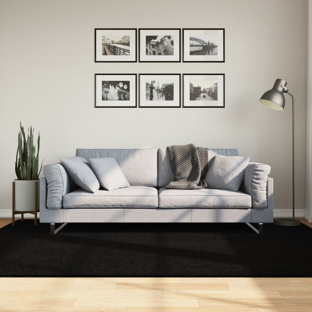 Tapete pelo curto macio e lavável huarte 160x230 cm preto