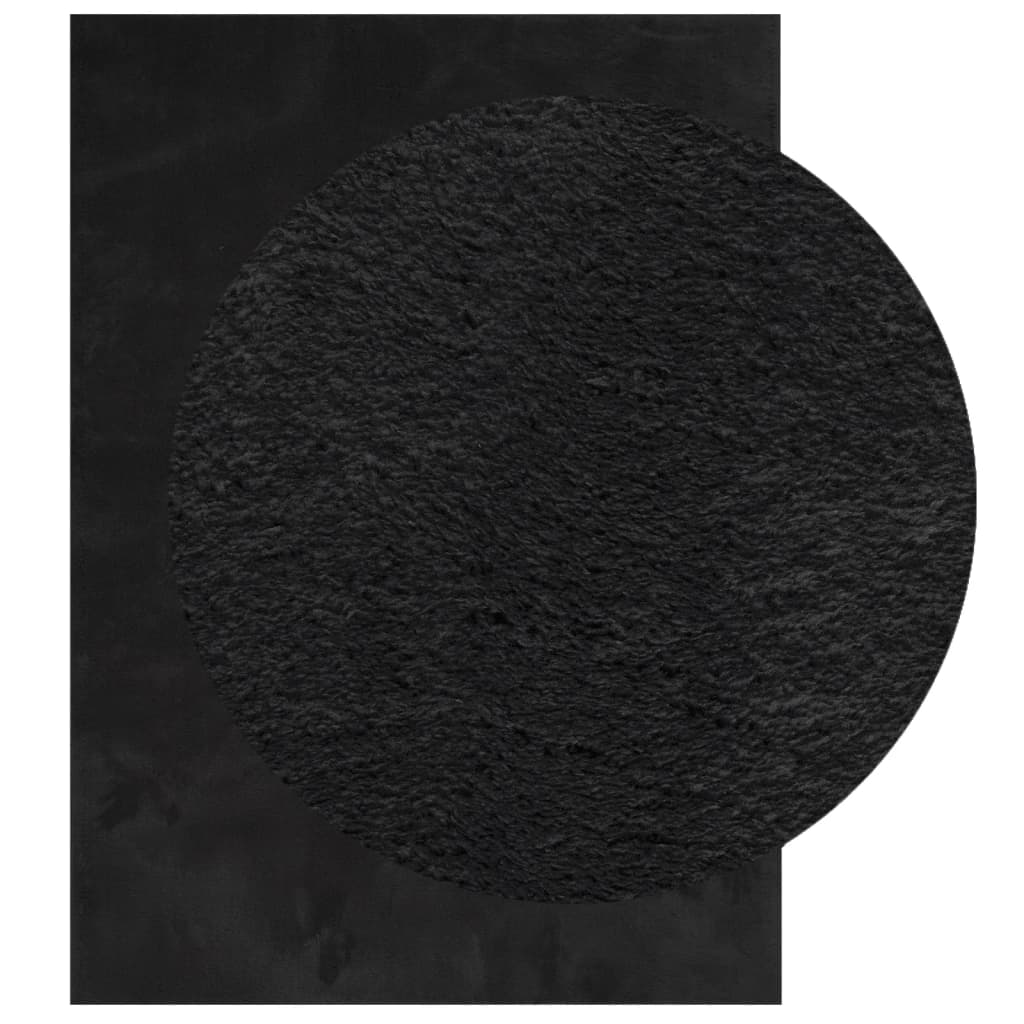 Tapete pelo curto macio e lavável huarte 160x230 cm preto
