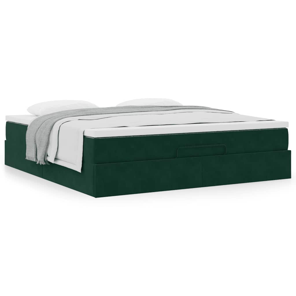 Estrutura de cama otomana com colchão 180x200 cm verde escuro