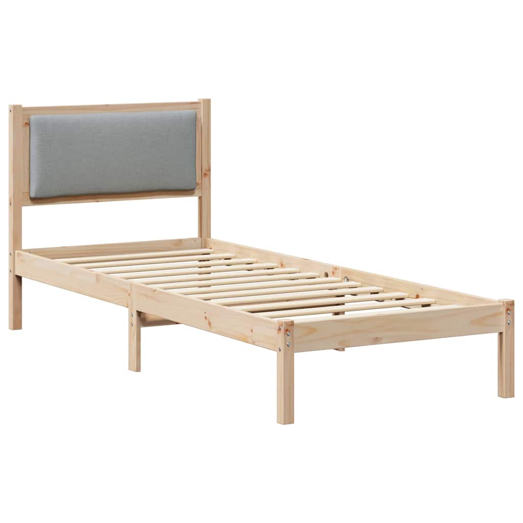 Estrutura da cama com cabeceira cinzento-claro 80 x 200 cm