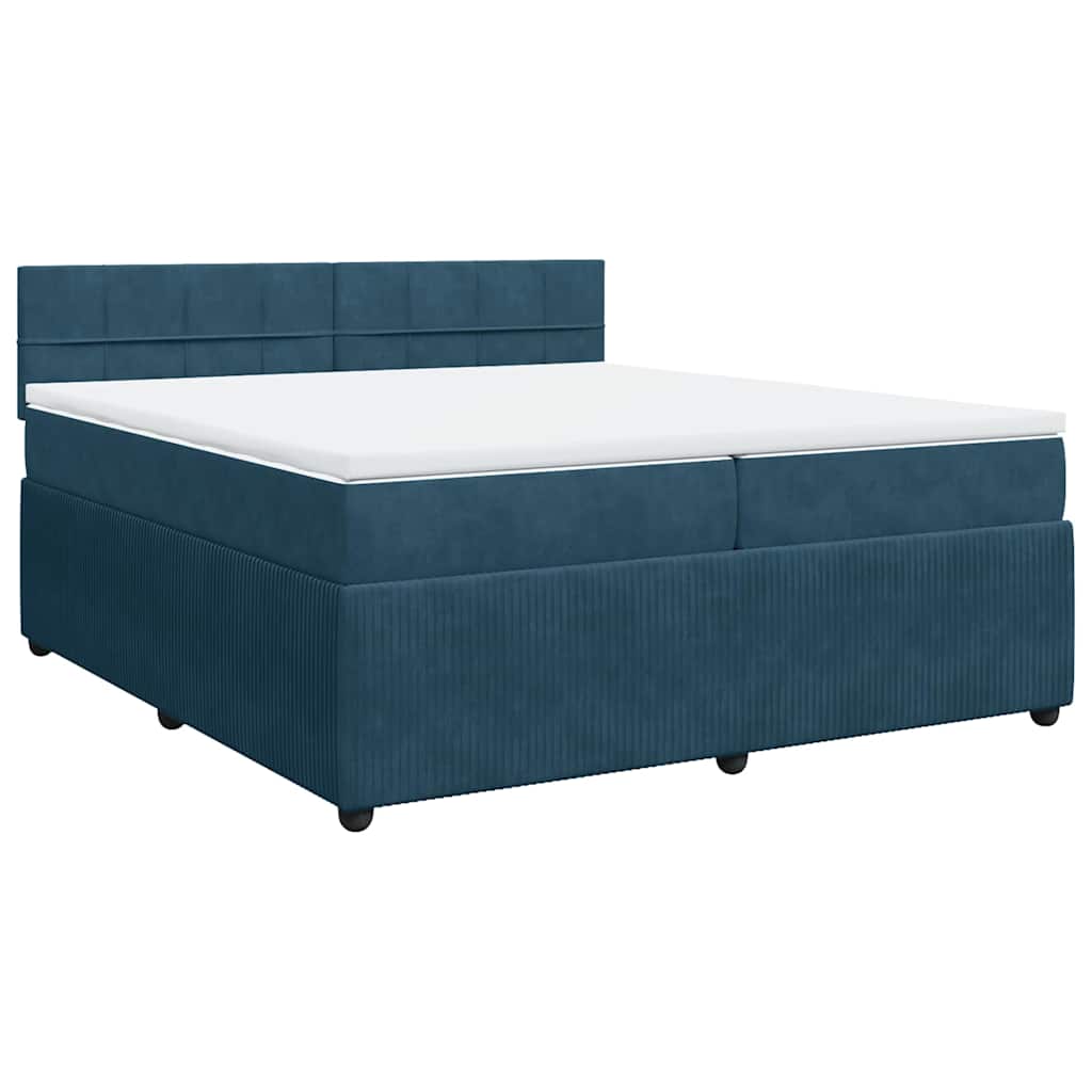 Cama com molas/colchão 200x200 cm veludo azul