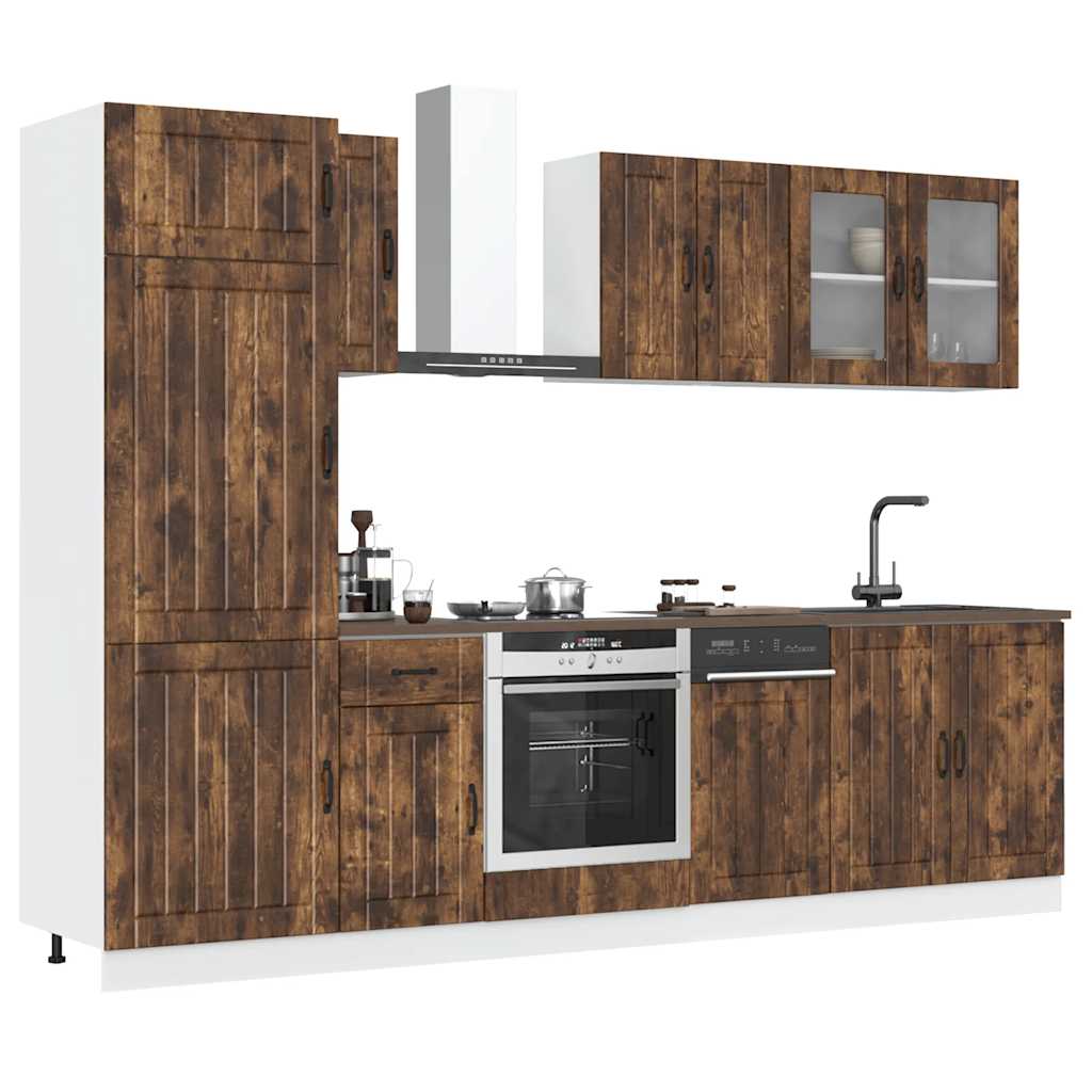8 Peças armário de cozinha conjunto lucca carvalho fumado