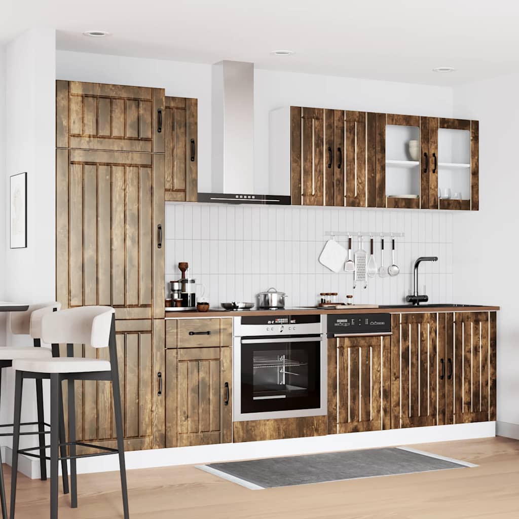 8 Peças armário de cozinha conjunto lucca carvalho fumado