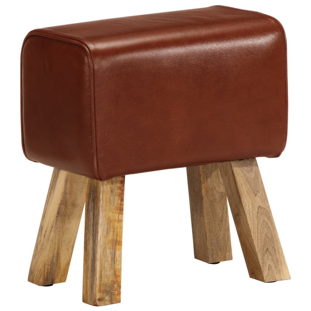 Boque de ginásio 38 cm couro genuíno castanho/mangueira maciça