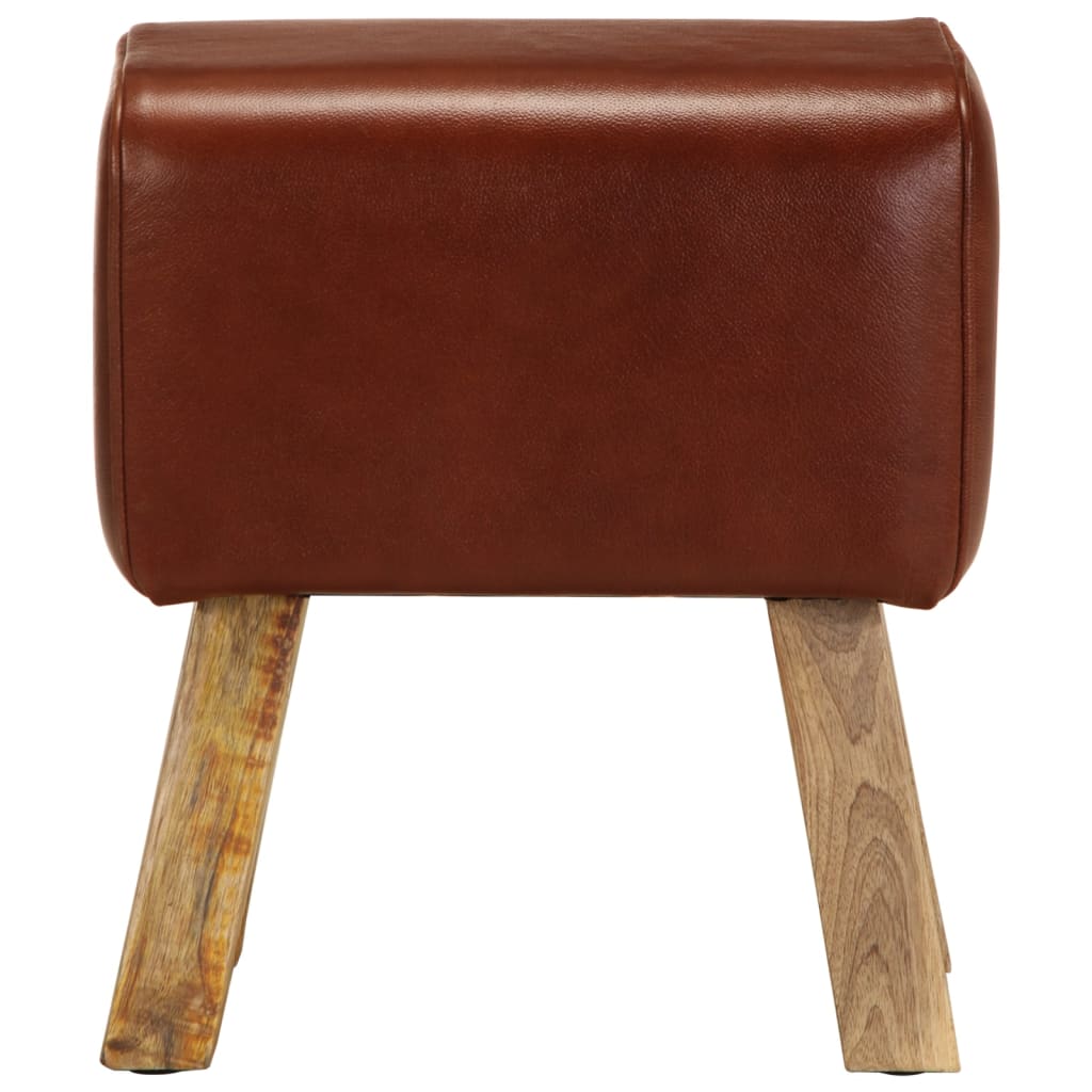 Boque de ginásio 38 cm couro genuíno castanho/mangueira maciça