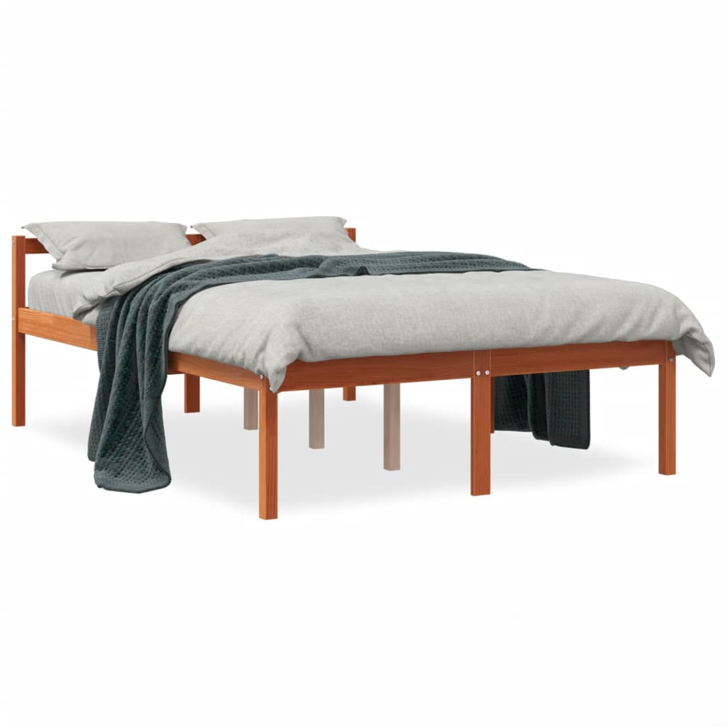 Cama para idosos 120x190 cm madeira pinho maciça castanho cera