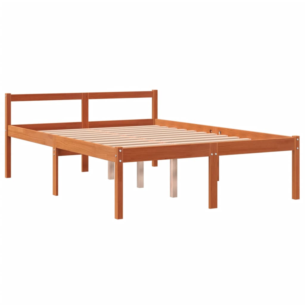 Cama para idosos 120x190 cm madeira pinho maciça castanho cera