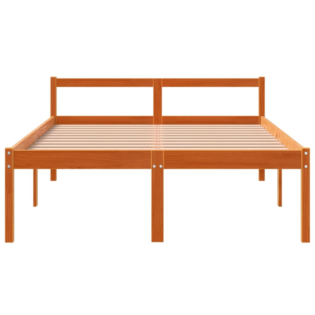 Cama para idosos 120x190 cm madeira pinho maciça castanho cera