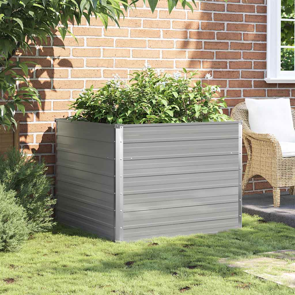 Canteiro jardim elevado 100x100x77cm aço galvanizado cinzento