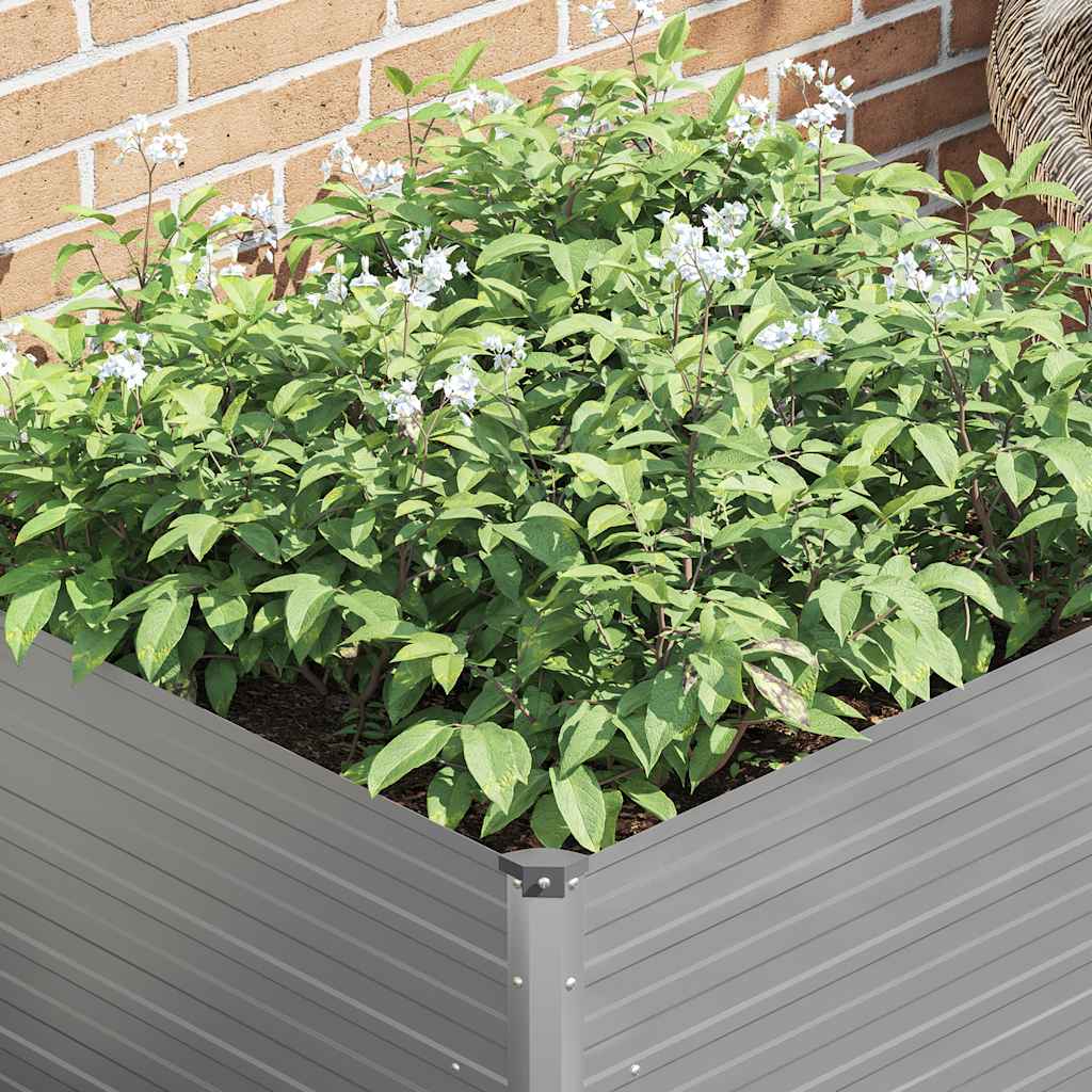 Canteiro jardim elevado 100x100x77cm aço galvanizado cinzento