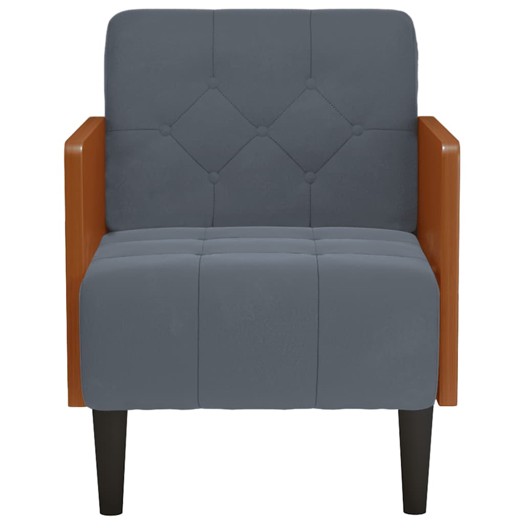 Poltrona com apoio de braços 55 cm veludo cinzento-escuro