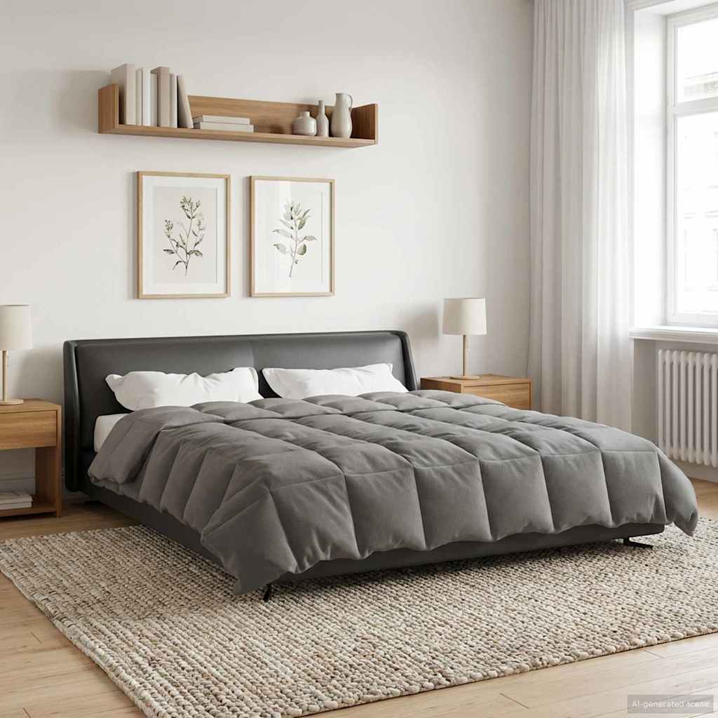 Duvet de ano inteiro cinzento-claro 220 x 260 cm microfibra