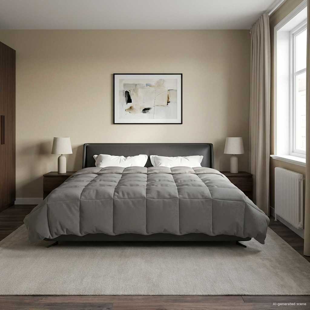 Duvet de ano inteiro cinzento-claro 220 x 260 cm microfibra