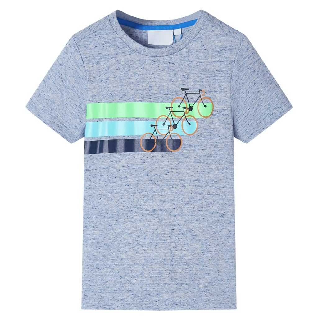 T-shirt de manga curta para criança azul-mesclado 116