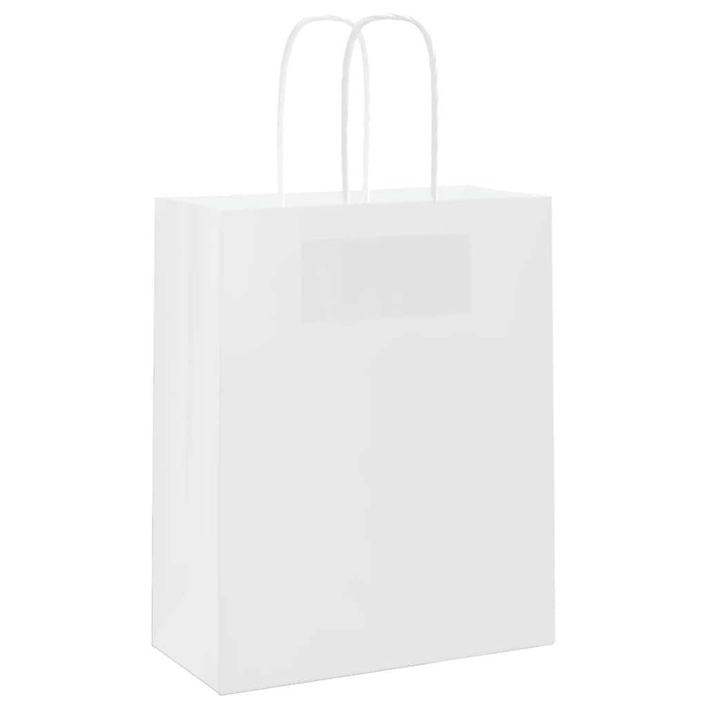 Sacos de papel 250 unid com alças branco 18x8x22 cm