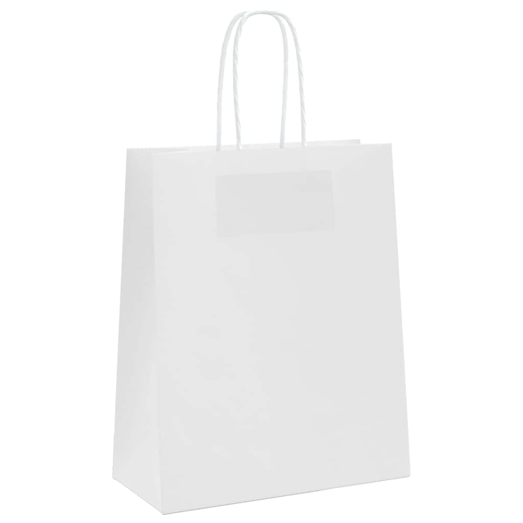 Sacos de papel 250 unid com alças branco 18x8x22 cm