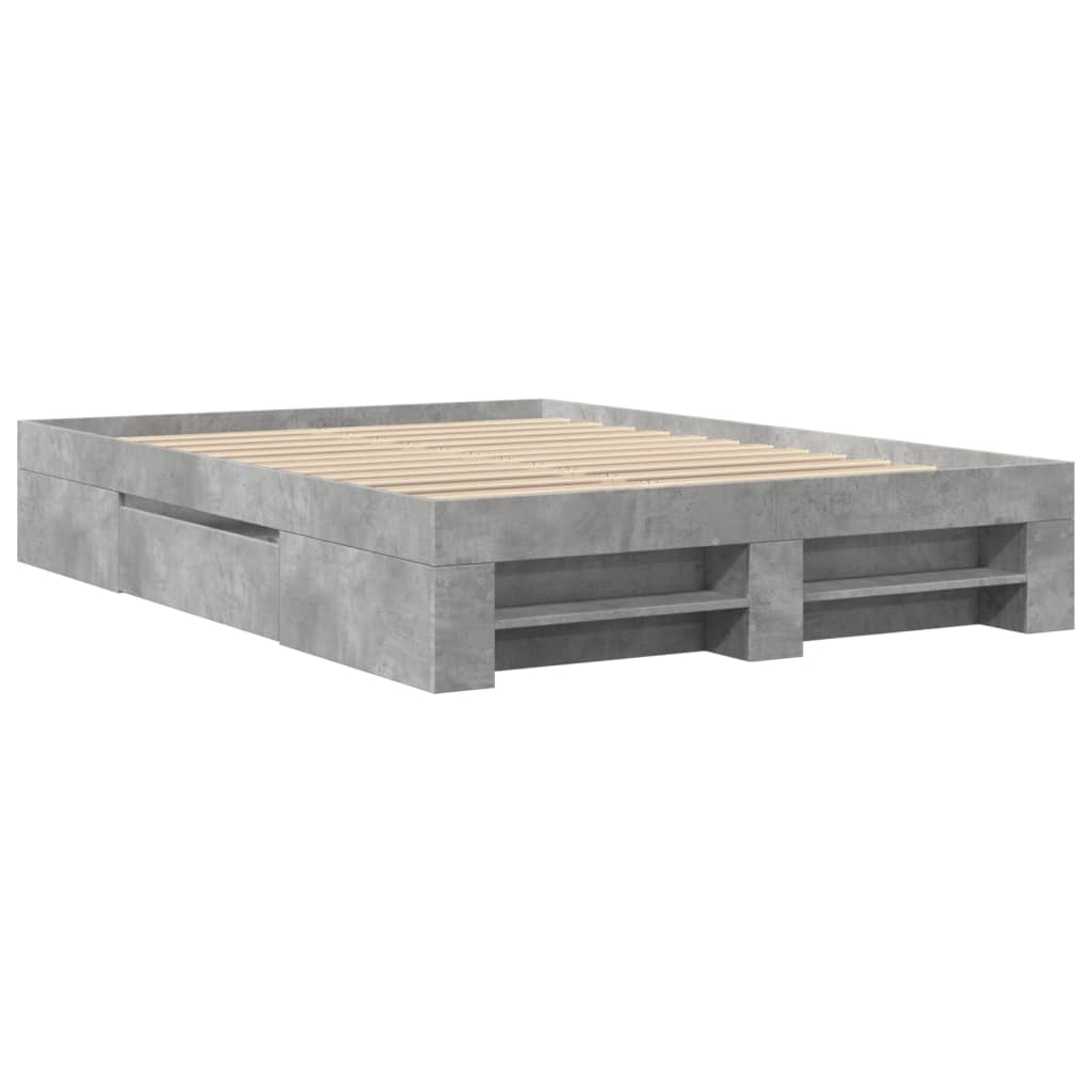 Estrutura de cama 140x200 cm derivados de madeira cinza cimento