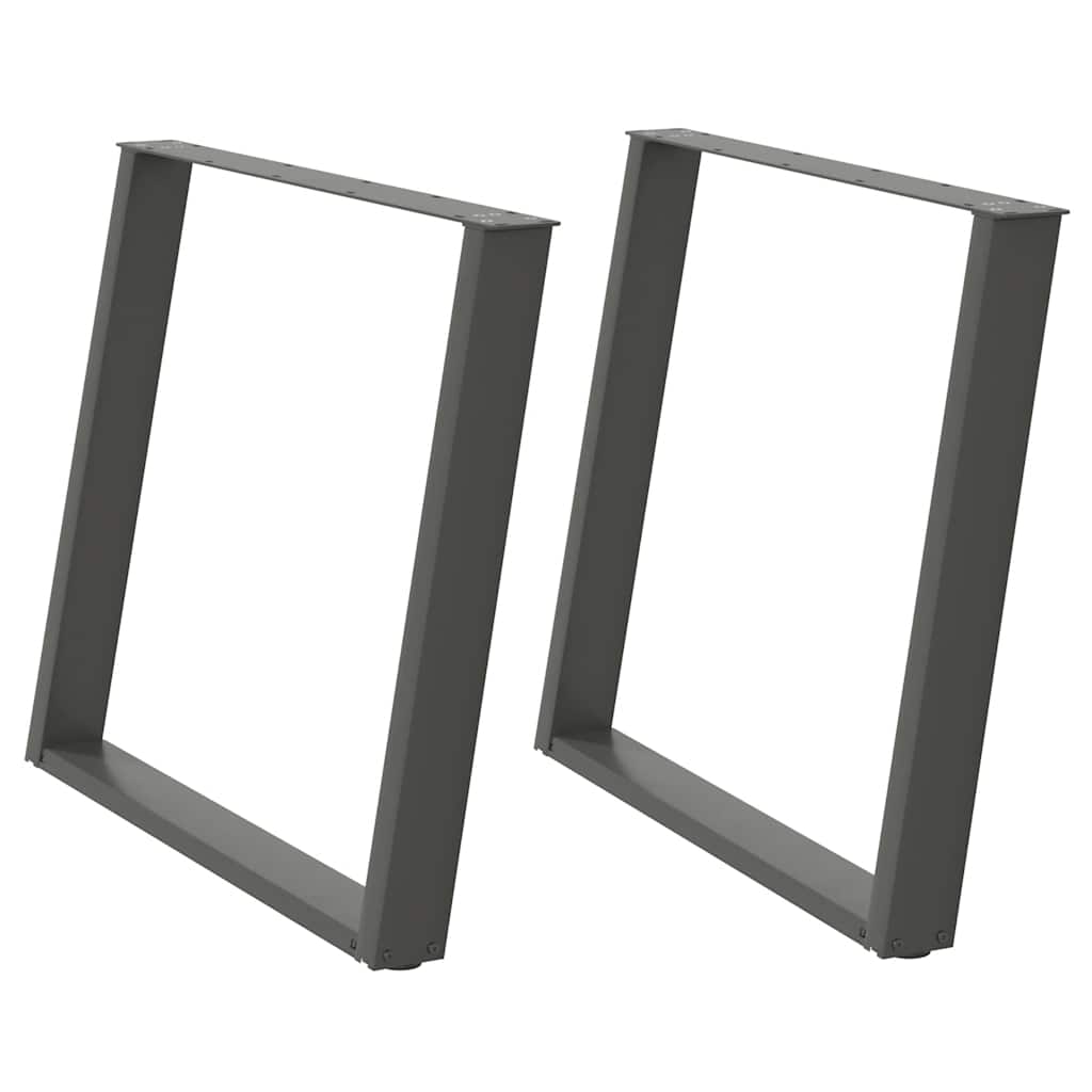 Pés para mesa de jantar em formato de u, 2 peças, antracite, 100x(72-73) cm, aço