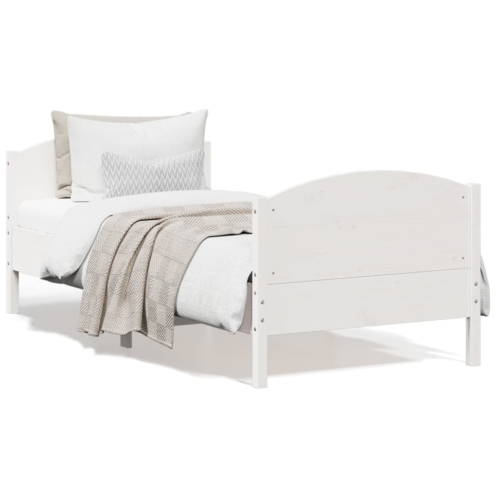 Cama sem colchão 75x190 cm madeira de pinho maciça branco