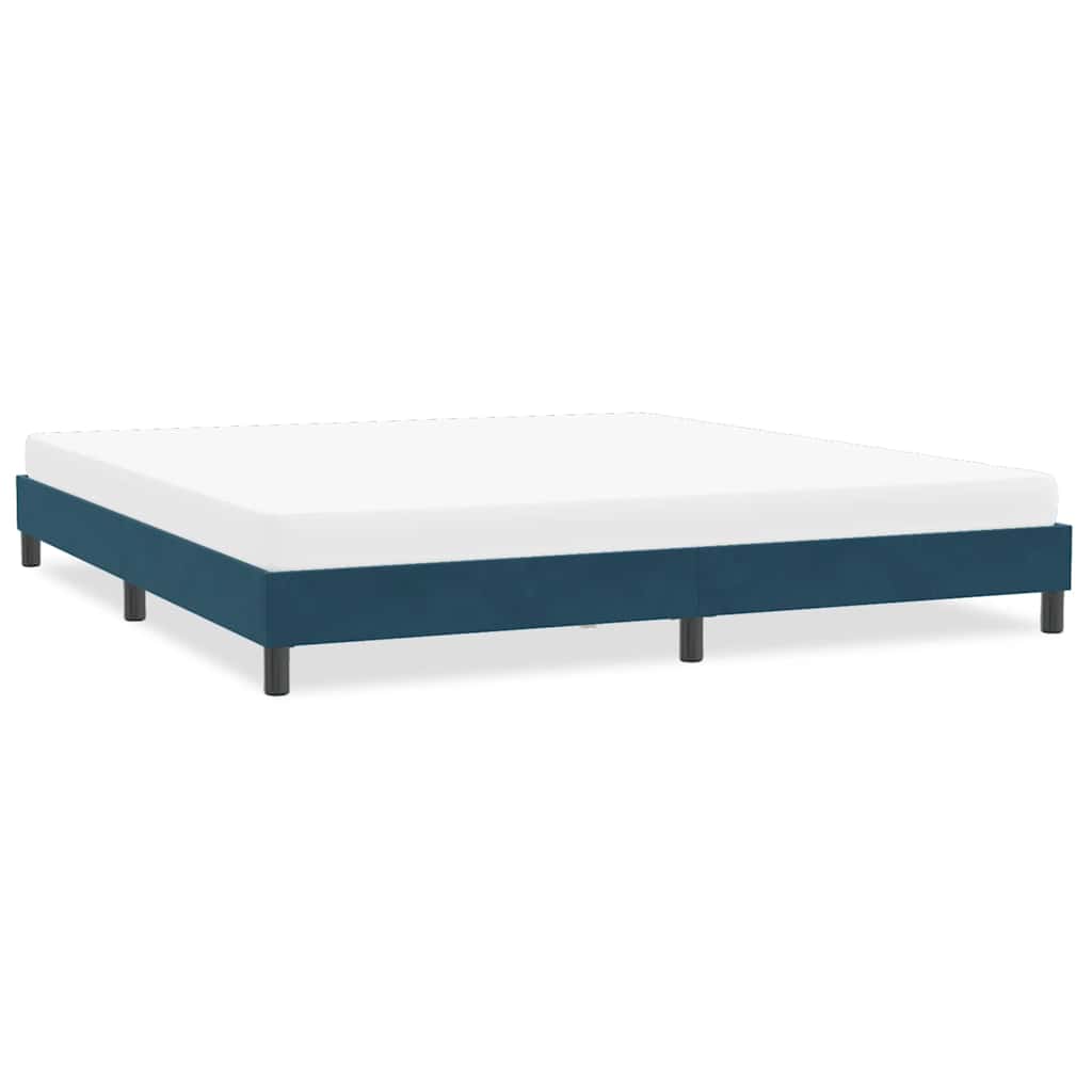 Estrutura de cama sem colchão 200x210 cm veludo azul-escuro