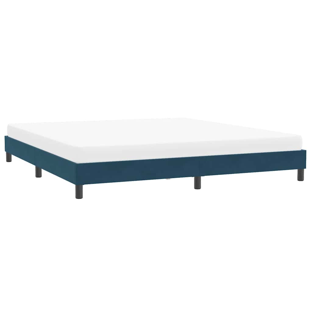Estrutura de cama sem colchão 200x210 cm veludo azul-escuro