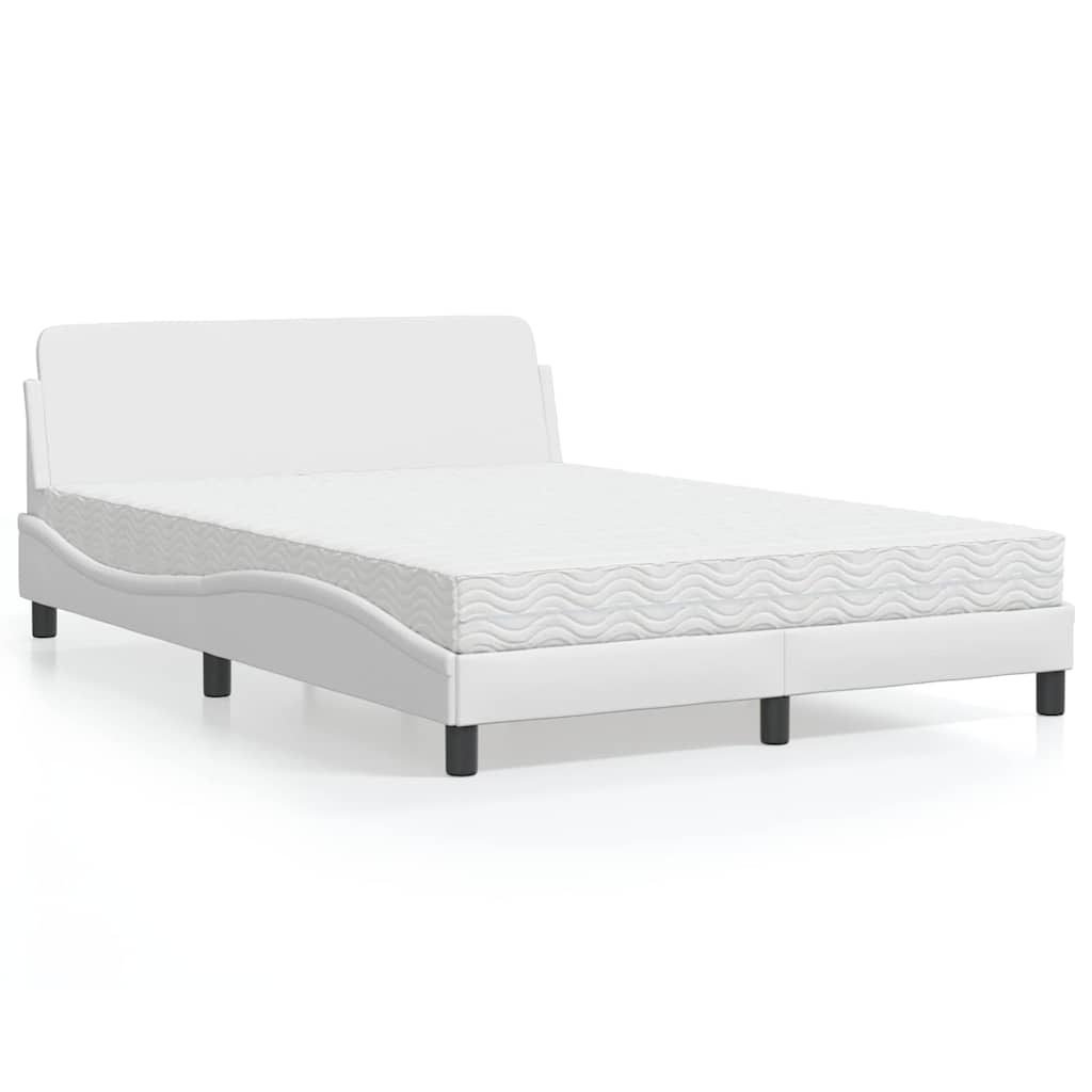 Cama com colchão dover 120x200 cm couro artificial branco