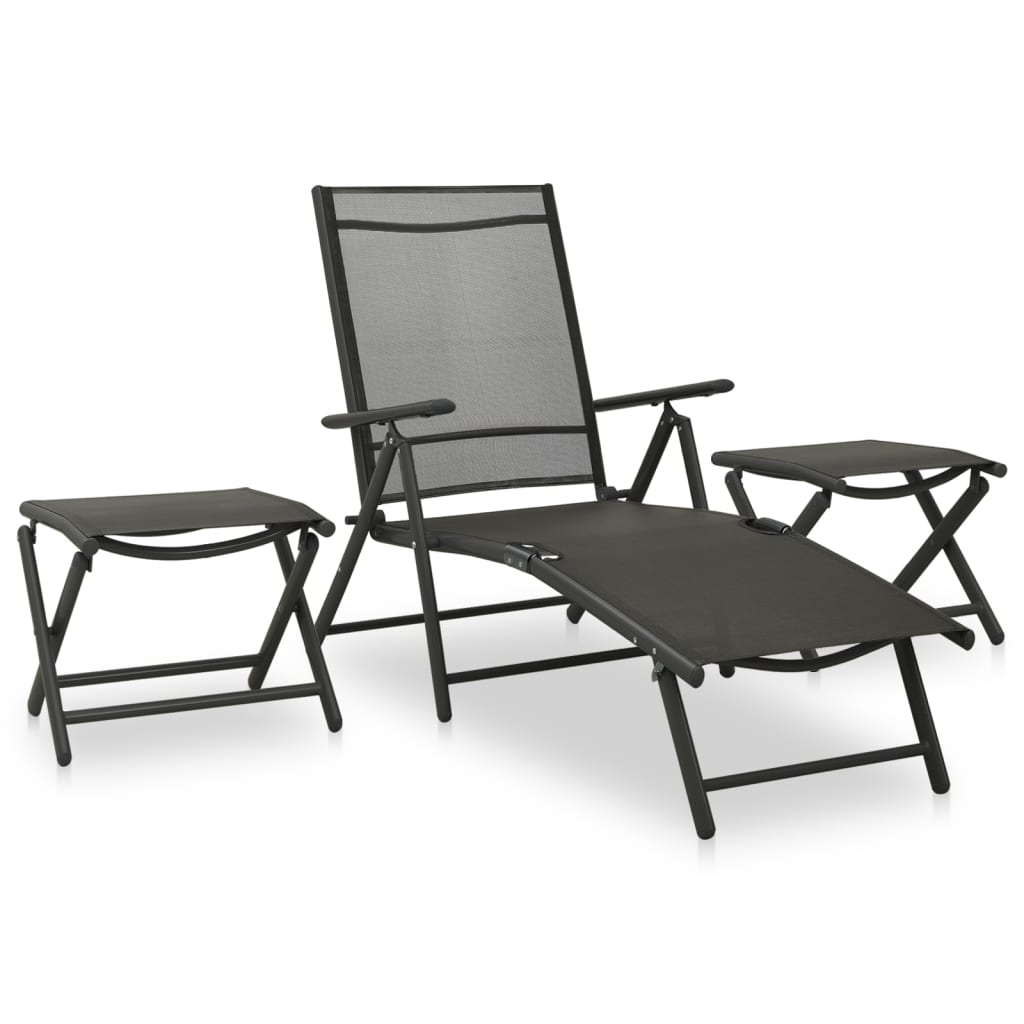 9 Pcs conjunto lounge de jardim preto e antracite