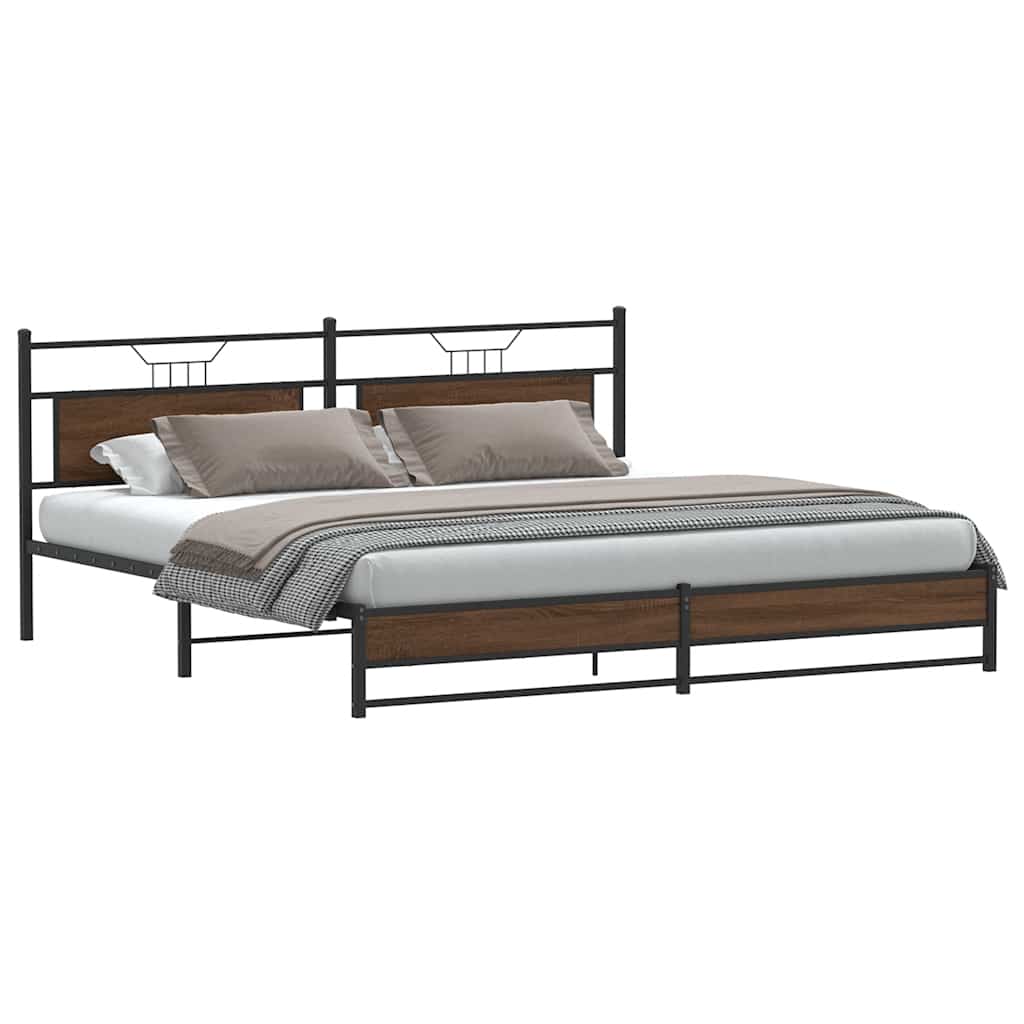 Estrutura cama sem colchão 200x200cm metal carvalho castanho