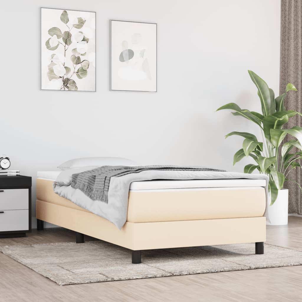 Estrutura de cama com molas 90x190 cm tecido creme