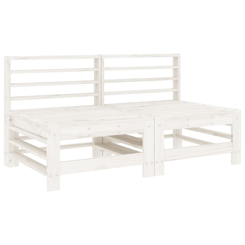 4 Pcs conjunto lounge de jardim madeira de pinho maciça branco