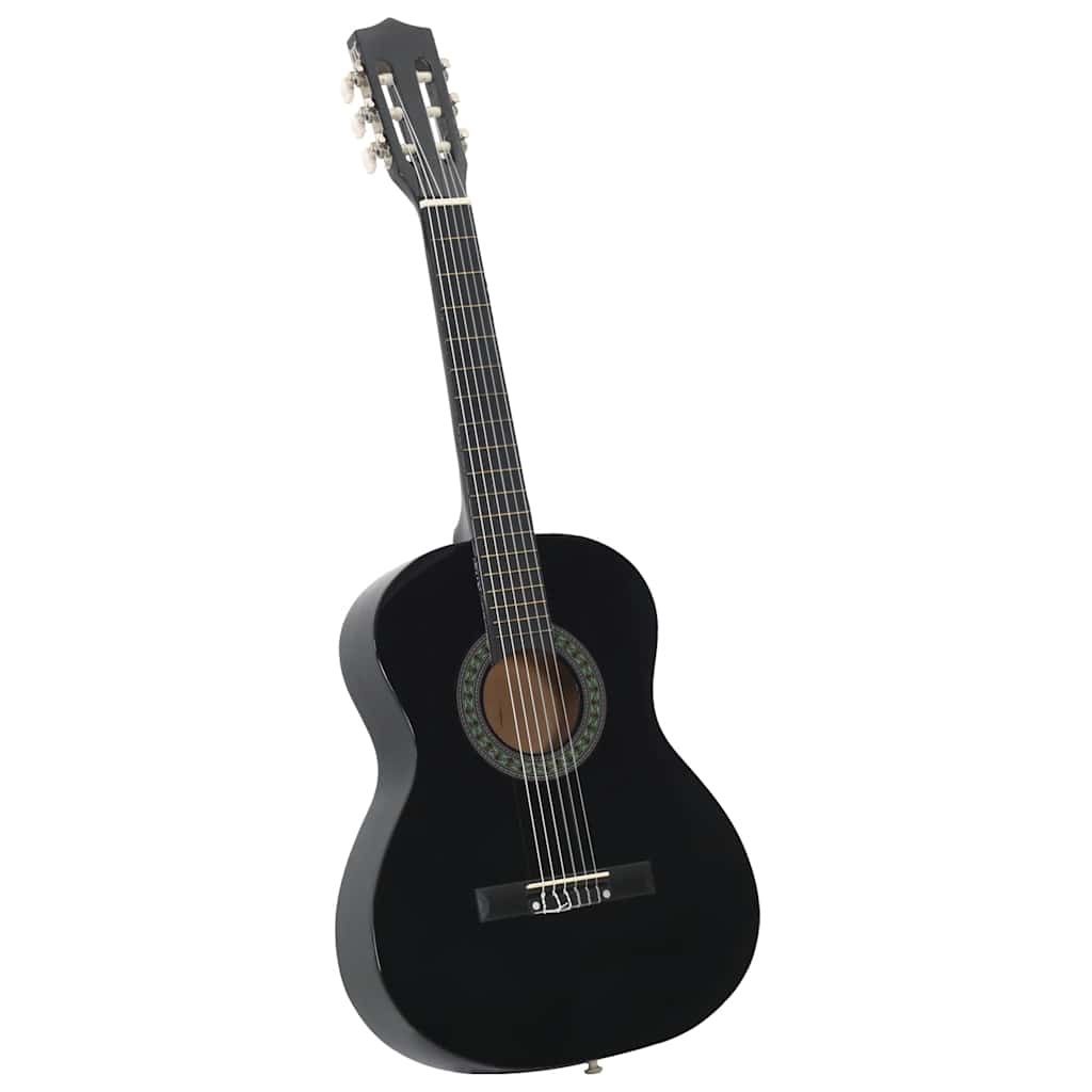 8 Peças conjunto guitarra clássica iniciantes 3/4 36" preto