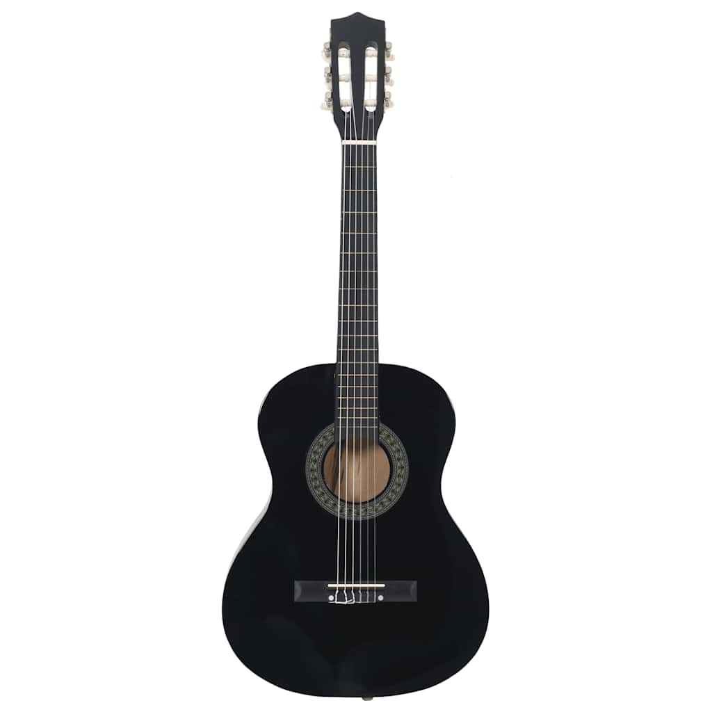 8 Peças conjunto guitarra clássica iniciantes 3/4 36" preto