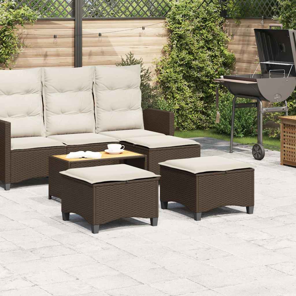 Bancos jardim com almofadas 2 unid 55x55x36 cm vime PE castanho