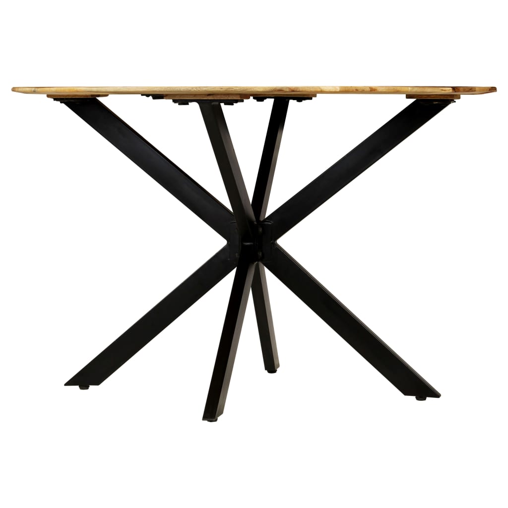 Mesa jantar madeira de mangueira maciça áspera + aço 120x77 cm