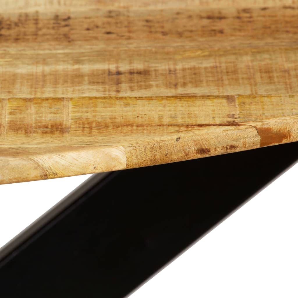 Mesa jantar madeira de mangueira maciça áspera + aço 120x77 cm