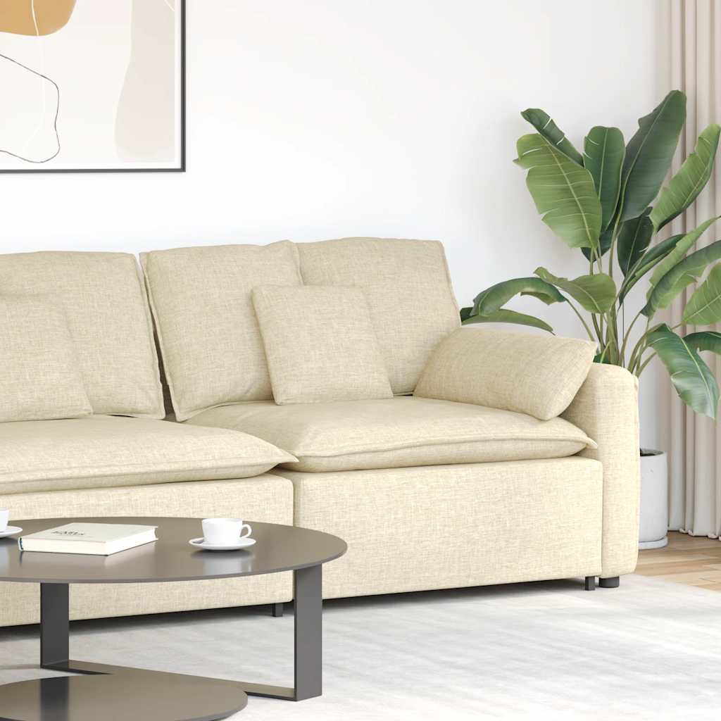 Módulo de extremidade de apoio de braço para sofá modular com almofadas, cor creme, 100 cm