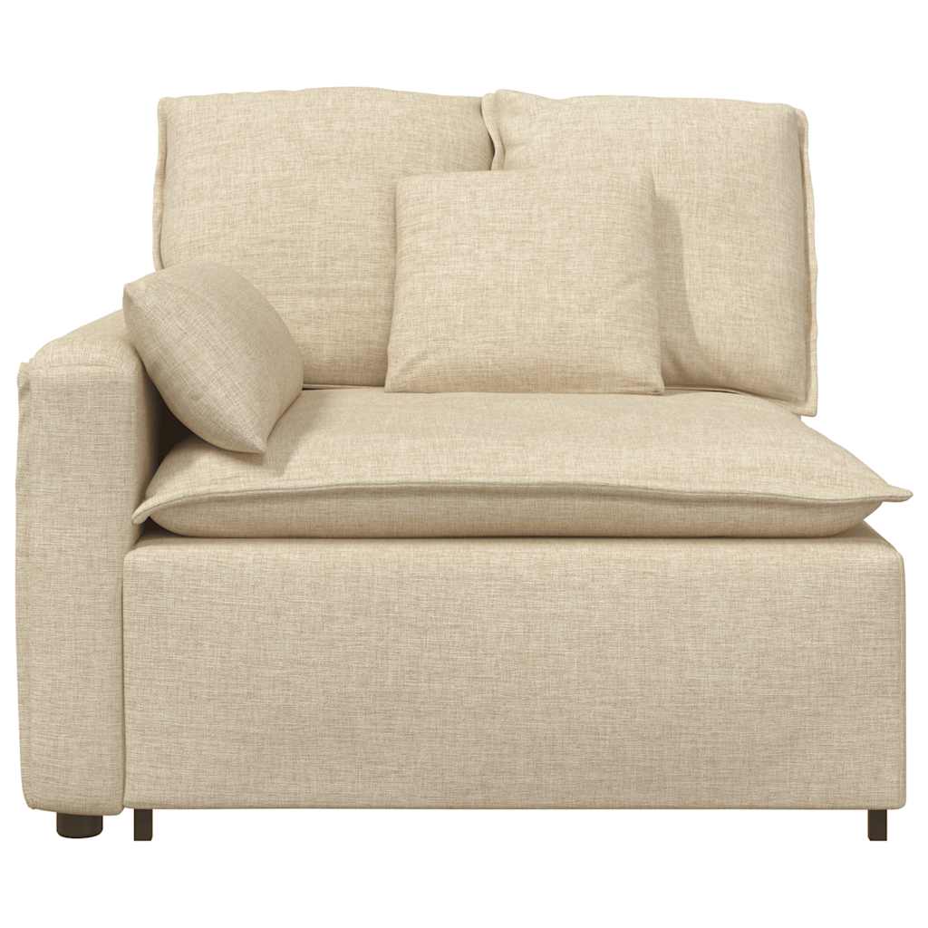 Módulo de extremidade de apoio de braço para sofá modular com almofadas, cor creme, 100 cm