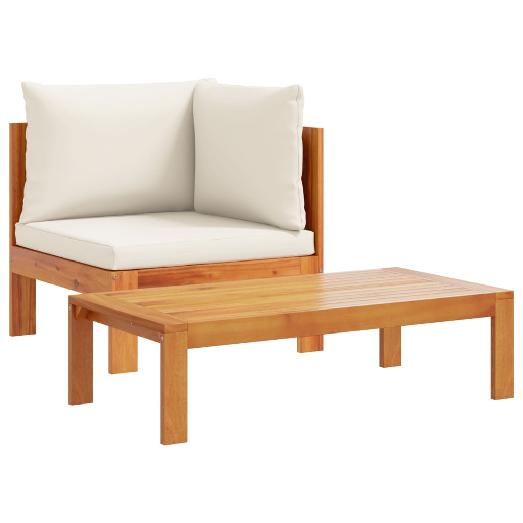 4 Pcs conjunto de sofás de jardim com almofadões acácia maciça