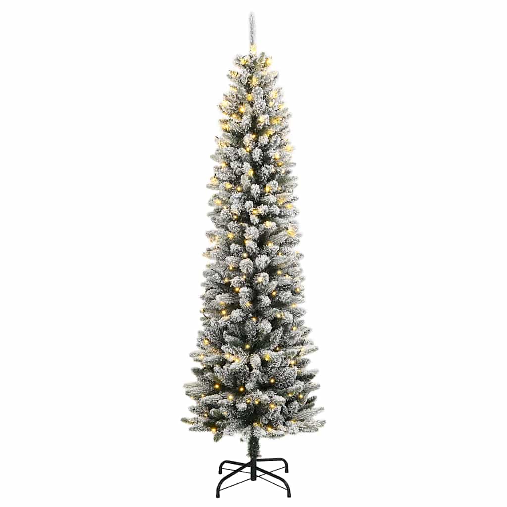 Árvore de natal artificial com 150 luzes LED e neve 120 cm