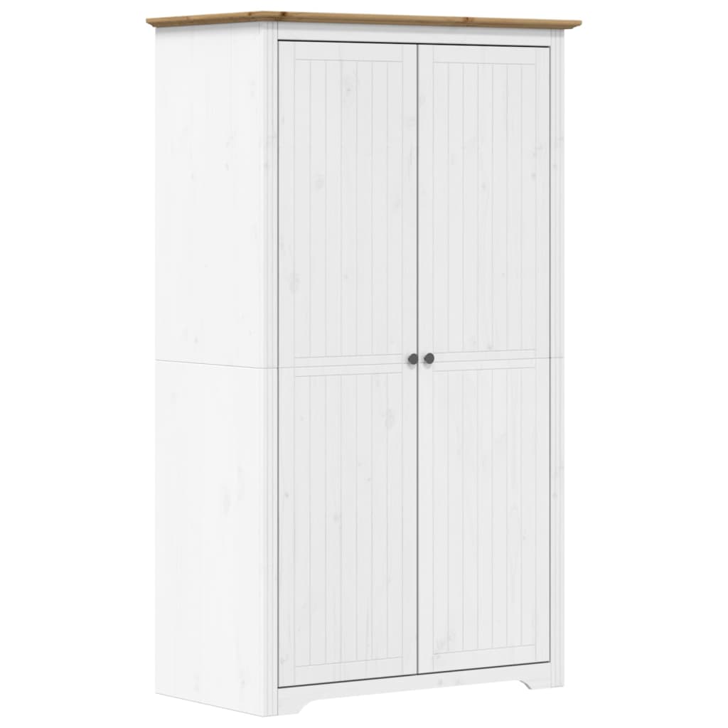 Roupeiro bodo 99x53,5x173 cm pinho maciço branco e castanho