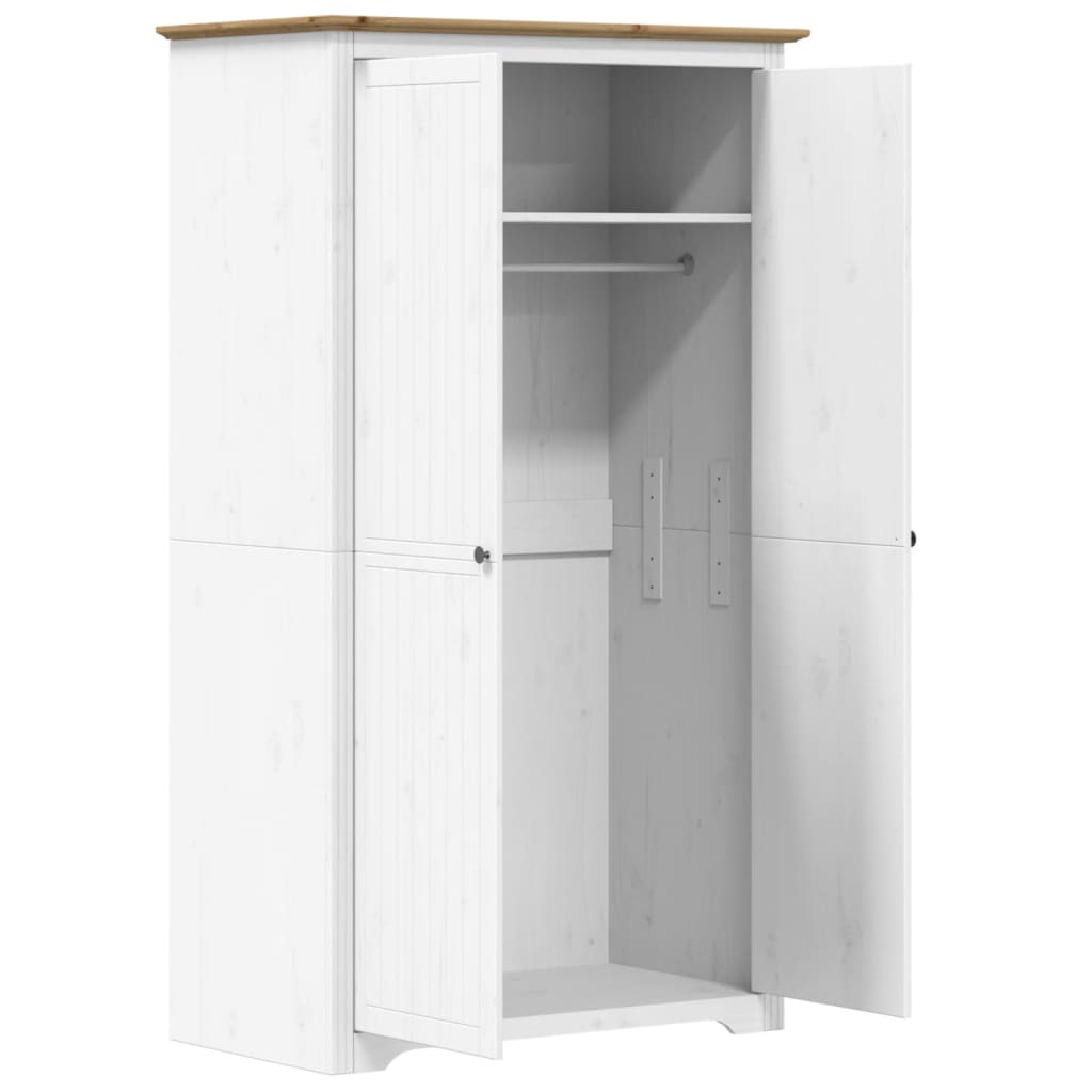 Roupeiro bodo 99x53,5x173 cm pinho maciço branco e castanho