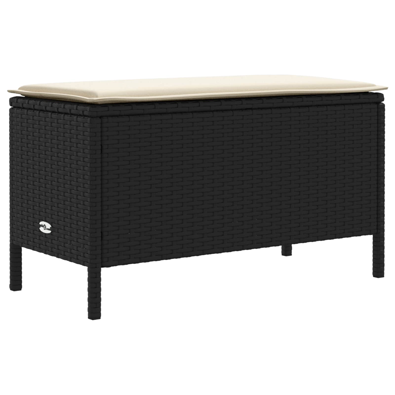 Pufe de jardim preto e creme 80 x 38 x 45 cm rattan de PE