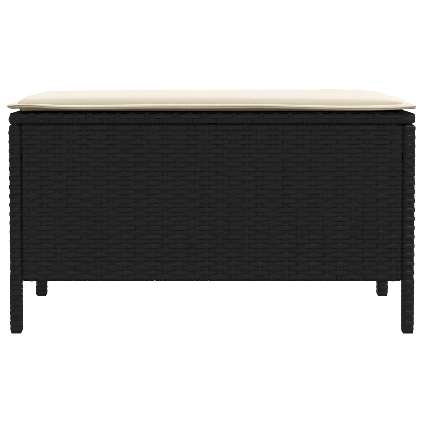 Pufe de jardim preto e creme 80 x 38 x 45 cm rattan de PE