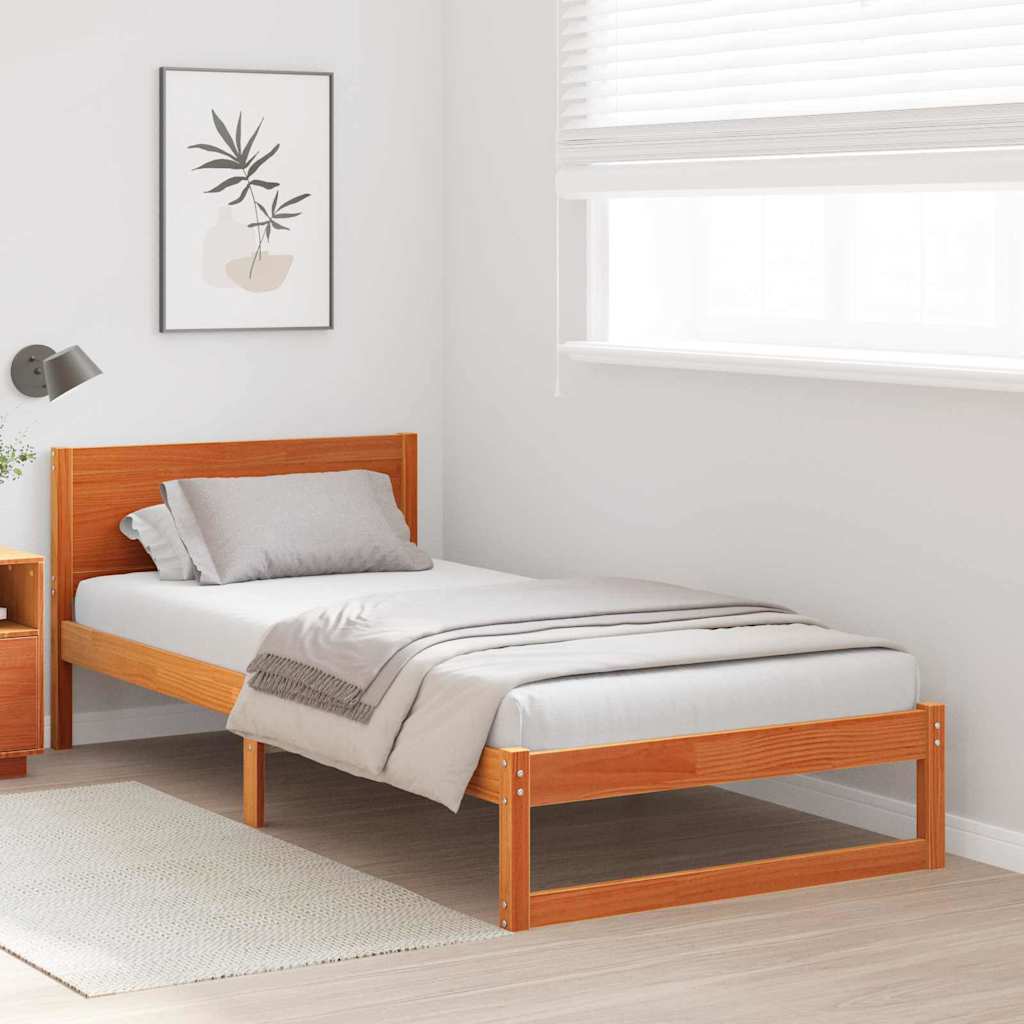 Estrutura da cama com cabeceira marrom cera 80 x 200 cm